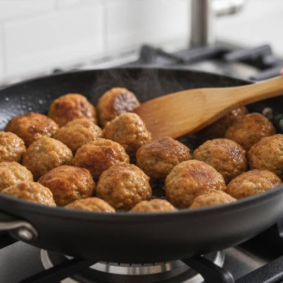 Step 2: Brown the Meatballs