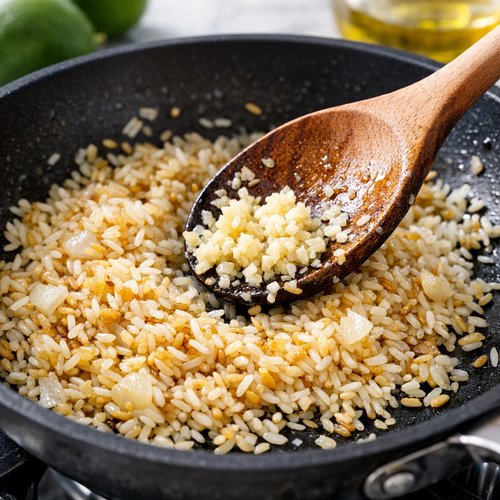 Step 2: Add Garlic and Toast the Rice