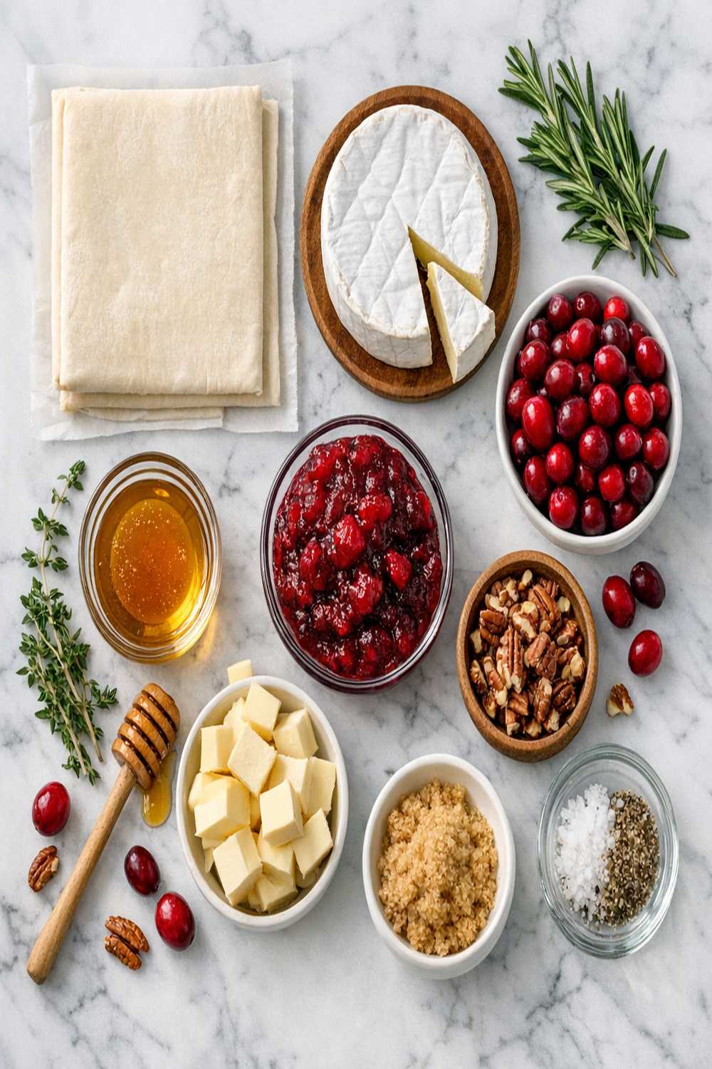 Brie Puff Pastry Cranberry Recipe ingredients