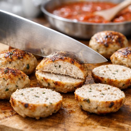 Step 4: Slice and Sauce the Meatballs